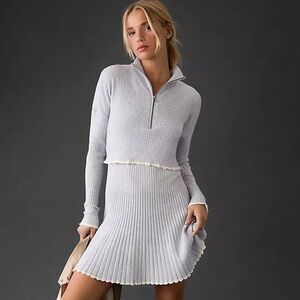 Anthropologie Daily Practice Miles Ruffle Half Zip Sweater Dress Women Large